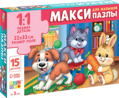 Развивающая игра Puzzle Time Макси-пазлы. В гостях у зверят / 9178209 (15эл)
