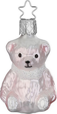 Елочная игрушка Inge's Christmas Baby's First Christmas. Медвежонок / 10187S022 (розовый)