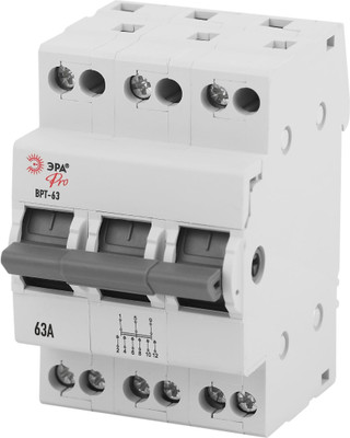 Выключатель-разъединитель ЭРА Трехпозиционный ВРТ-63 PRO VRT63-3-63 3Р 63А / Б0061681