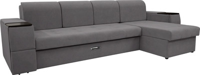 Диван угловой Сириус Лидер-13 с оттоманкой НПБ 330x165 (Eva 07 велюр темно-серый)