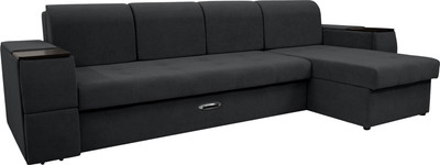 Диван угловой Сириус Лидер-13 с оттоманкой НПБ 330x165 (Eva 11 велюр черный)