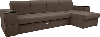 Диван угловой Сириус Лидер-13 с оттоманкой ППУ 330x165 (Eva 26 велюр коричневый)