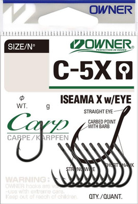 Набор крючков рыболовных Owner Carp Iseama X w/eye BC №1 / 53269-01 (6шт)