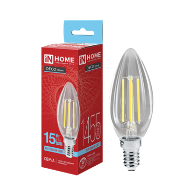 Лампа INhome LED-Свеча-Deco 15Вт 230В Е14 6500К 1455Лм / 4690612055961