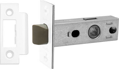 Защелка врезная Trodos 6-45 без фиксации с прямоугольной планкой (пластик, белый матовый)