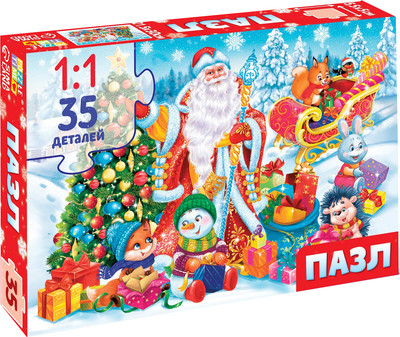 Пазл Puzzle Time Новый год! Дед Мороз и зайцы / 9178197 (35эл)