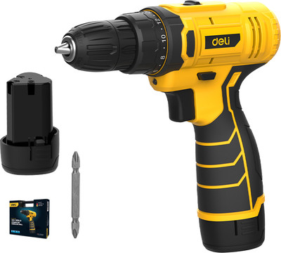 Аккумуляторная дрель-шуруповерт Deli YS EDL-DZ12-5A2 (12В, 30Нм, 1 АКБ 2Ач, кейс)