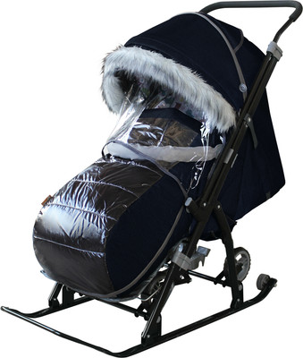 Санки-коляска GalaXy Nova (лен, темно-синий)