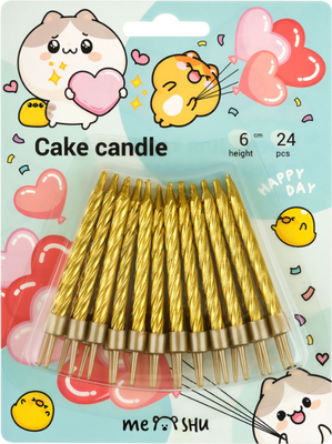Набор свечей для торта Meshu Мини / MS_57408 (24шт, золотой)