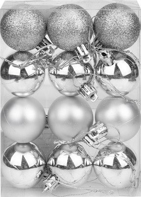 Набор шаров новогодних Miland Чудеса / НУ-5623 (12шт, 4см, серебряный с узором)