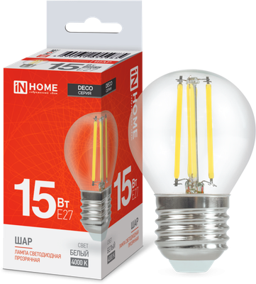 Лампа INhome LED-Шар-deco 15Вт 230В Е27 4000К 1435Лм / 4690612055985