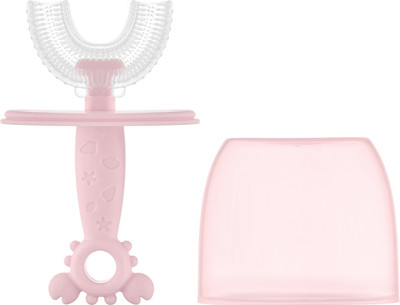 Зубная щетка для новорожденных ROXY-KIDS Крабик с футляром / RTM-005-P (розовый)