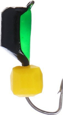 Мормышка Yugana Столбик с кубом / 9942037 (черный/зеленый/сырный)