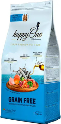 Сухой корм для собак HappyOne Mediterraneum беззерновой со свежим яйцом и свежей сардиной (12кг)
