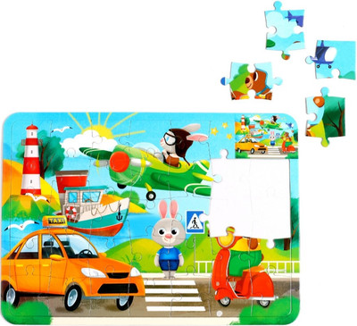 Развивающая игра Puzzle Time Транспорт. С раскраской / 4659725 (34эл)