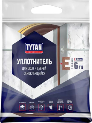 Лента уплотнительная Tytan Professional E-профиль 19668 (6м, коричневый)