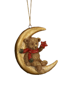 Подвеска новогодняя Gisela Graham Nostalgia. Мишка Тедди на Луне / 17361