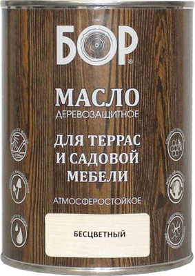 Масло для древесины БОР Для террас и садовой мебели (640г, бесцветный)