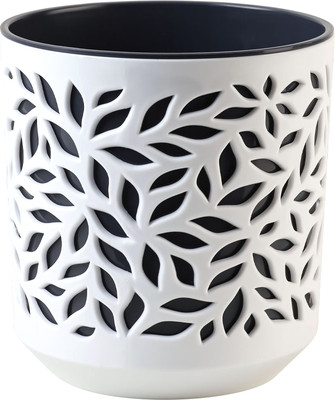 Кашпо La Decoro Leaves / КШ-9829 (белый/антрацит)