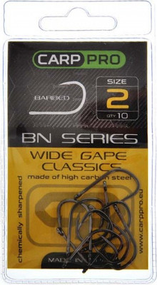 Набор крючков рыболовных Carp Pro Black Nickel Wide Gape Classics №8 / CPBNWGC8