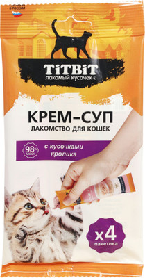 Лакомство для кошек TiTBiT Крем-суп с кусочками кролика / 26281 (10г)