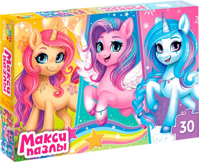 Развивающая игра Puzzle Time Макси-пазлы. Волшебные единорожки / 9178216 (30эл)