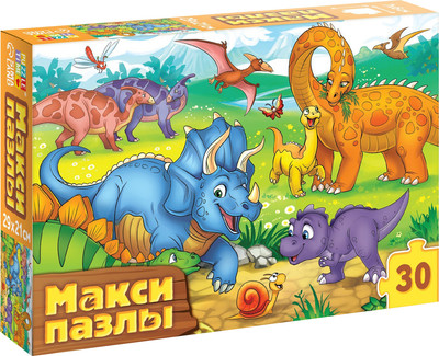 Развивающая игра Puzzle Time Макси-пазлы. Веселые динозаврики / 9178217 (30эл)