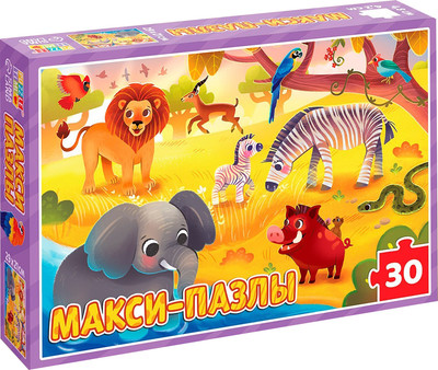 Развивающая игра Puzzle Time Макси-пазлы. Обитатели саванны / 10372361 (30эл)