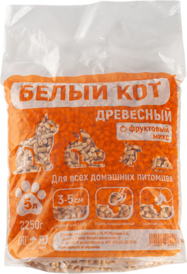 Наполнитель для туалета Белый кот Фруктовый микс (5л/2.25кг)