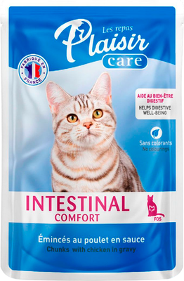 Влажный корм для кошек Plaisir Care Intestinal Comfort для регулирования микрофлоры кишечника (85г)