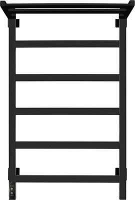 Полотенцесушитель электрический GRANULA Квадро 50x80 с полкой (терморегулятор с таймером слева, черный матовый)