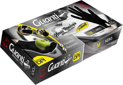 Перчатки хозяйственные Guanti одноразовые (M, 100шт, черный)