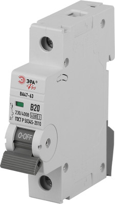 Выключатель автоматический ЭРА Pro VA63-1P20B4.5 ВА47-63 1P 20А / Б0059371