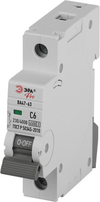 Выключатель автоматический ЭРА Pro VA63-1P06C4.5 ВА47-63 1P 6А / Б0059403