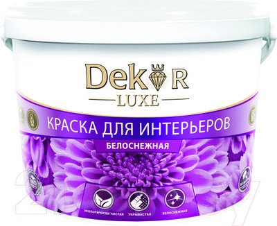 Краска Dekor ВД-АК 216 для интерьера (1.1кг, белоснежный)
