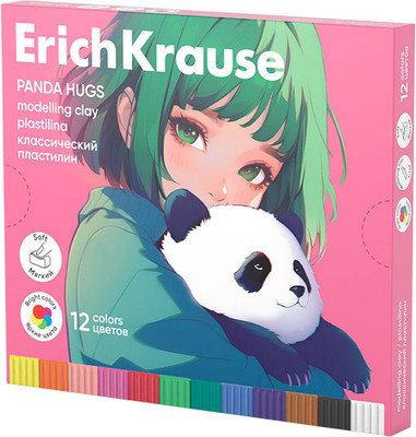 Пластилин Erich Krause Классический. Panda Hugs / 62976 (12цв)