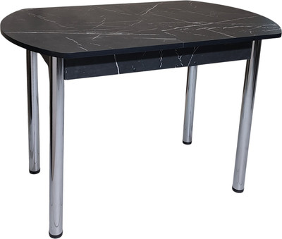 Обеденный стол СВД Юнио 110-140x70 / 055Э.П20.Х (мрамор неро маркина/хром)