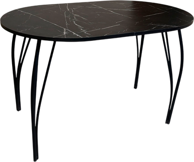 Обеденный стол СВД Юнио 110-140x70 / 055О.П20.МО (мрамор неро маркина/металлическая опора)