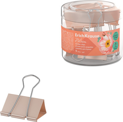 Зажим для бумаги Erich Krause Pastel Bloom / 62069 (9шт, персиковый)