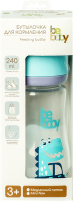 Бутылочка для кормления Be Baby Антиколиковая / R-01B/240 (240мл, голубой)