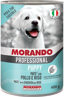 Влажный корм для собак Morando Professional Line паштет для щенков с курицей и рисом (400г)
