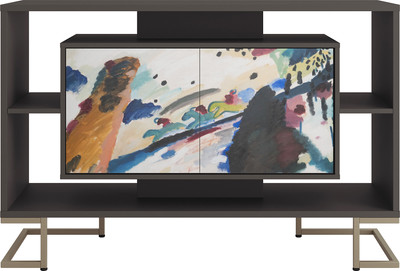 Тумба Involux Неаполь 227T012 (графит с печатью/металл цвета золото)