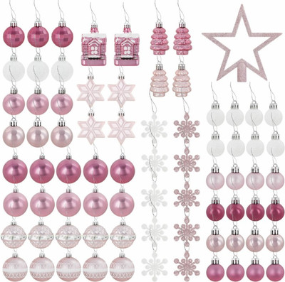 Набор елочных игрушек Золотая сказка 591715 (77шт, розовый/белый)