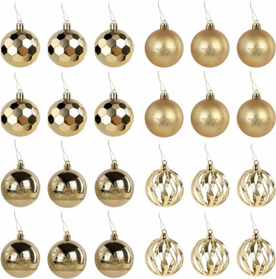 Набор шаров новогодних Золотая сказка 592170 (24шт, золотой)