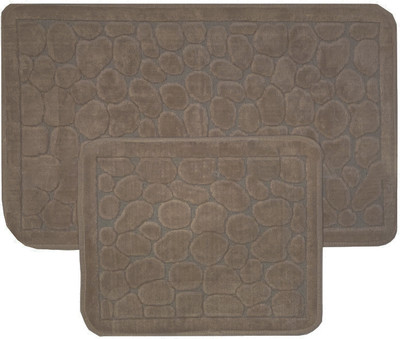 Набор ковриков для ванной и туалета Karven Stone / KV 110 (Eko Hali Rengi/темно-бежевый)