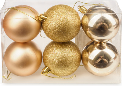 Набор шаров новогодних Ausini HE20248-62-4 (золото, 6шт)