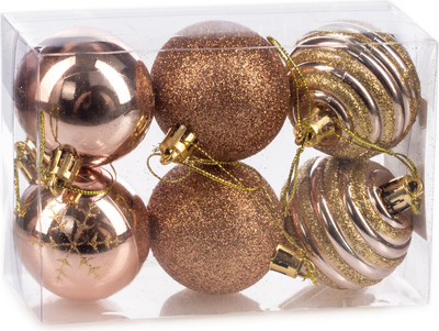 Набор шаров новогодних Ausini JQ-5819/GR (розовое золото, 6шт)