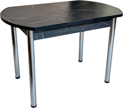 Обеденный стол СВД Юнио 100х60 / 003Э.П20.Х (мрамор неро маркина/хром)