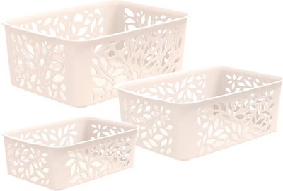 Набор корзин Полимербыт Leaves 4344803 (3шт, молочный)