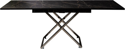 Стол-трансформер Levmar Cross D97/S79 (черный мрамор/нержавеющая сталь)